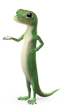 GEICO gecko in superman stance